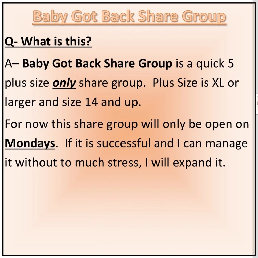 CLOSED 3/25/24 “Baby Got Back” Plus Size Share Group - Picture 3 of 7
